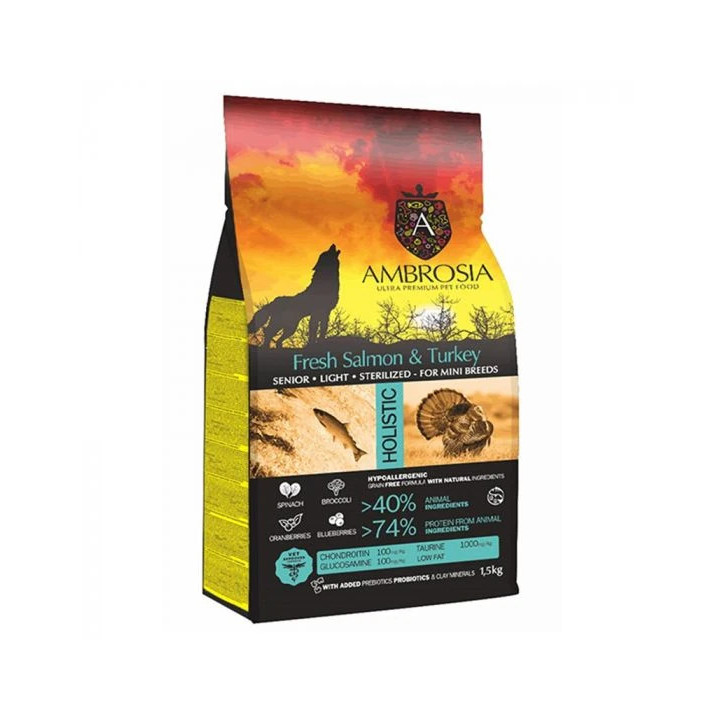 Pienso Grain Free Light Salmon Pavo Ambrosia (Perros Mini Senior)